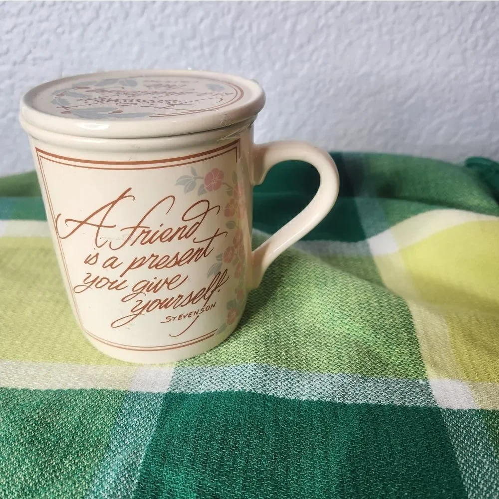 Vintage Hallmark Cards Mug Mates A Friend Friendship Coffee Tea Cup Mug & Lid